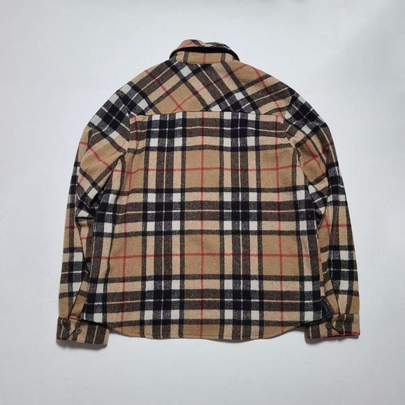 We11done Oversized Half-Zip Front Check British Wool Shirt Jacket Camel One Size - Picture 6 of 16